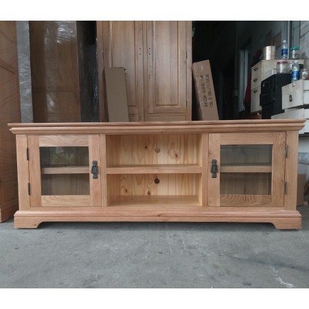 French Oak - 1m2 : Kệ TiVi Gổ Sồi + 2 Cánh Cửa Kính